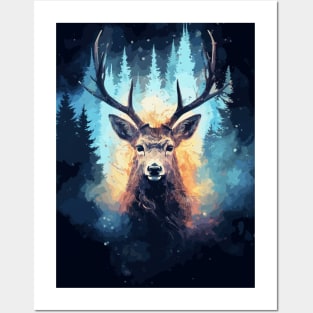 Deer Nature and Cosmos Galaxy Posters and Art